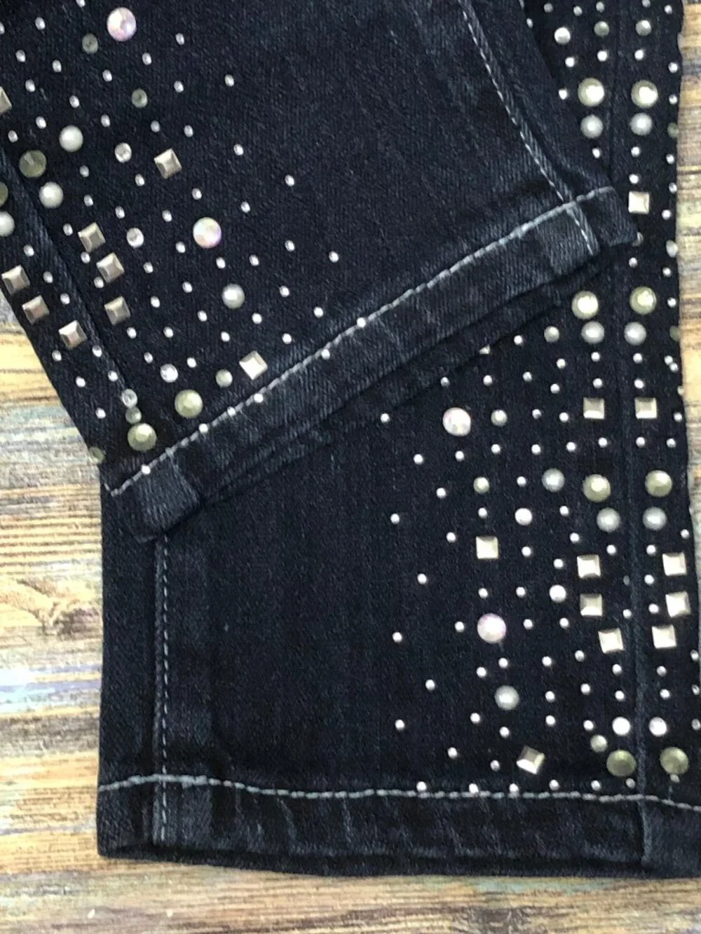 Justice Premium Jeans Girls Size 14S Slim Faux Rhinestones Embellished